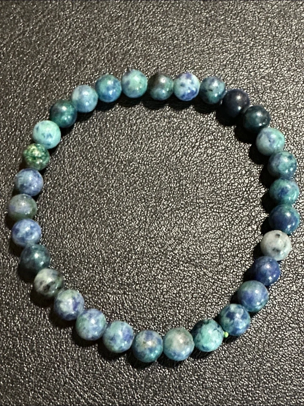 Azurite Malachite K2 Jasper Natural Stone Beaded Stretch Bracelet - 6.5mm